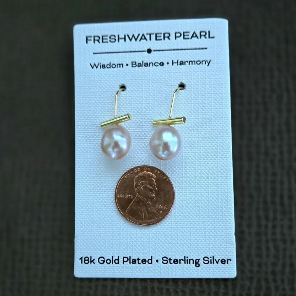 Pink🩷 Freshwater Pearl Drop Earrings